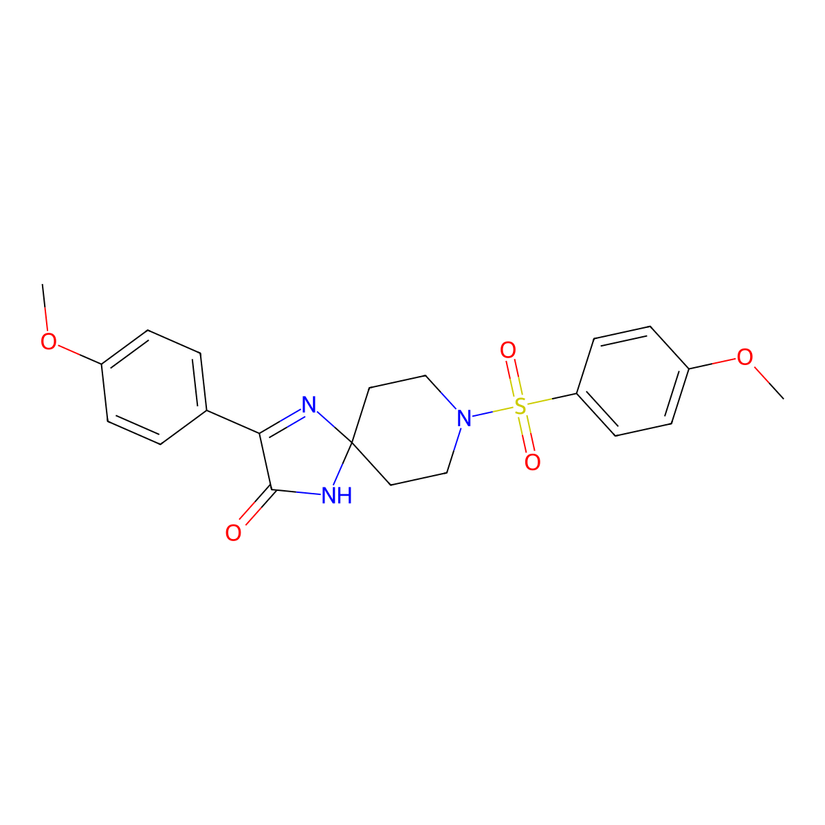 3-(4-Methoxyphenyl)-8-((4-methoxyphenyl)sulfonyl)-1,4,8-triazaspiro[4.5]dec-3-en-2-one molecular structure, CAS 1189908-19-7