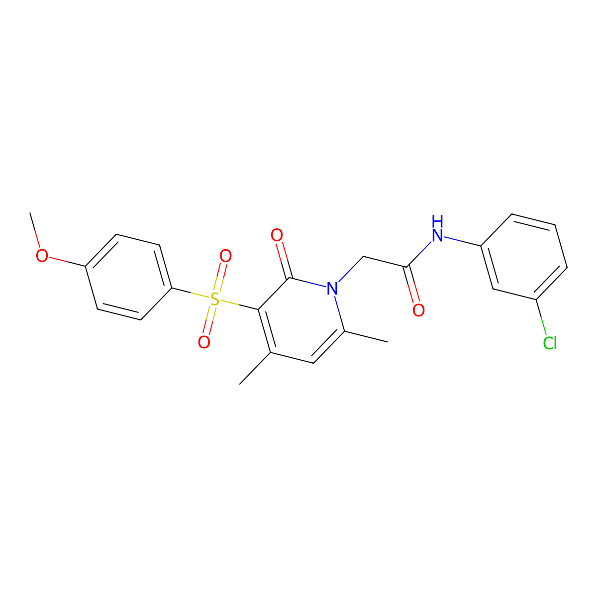 N-(3-chlorophenyl)-2-(3-((4-methoxyphenyl)sulfonyl)-4,6-dimethyl-2-oxopyridin-1(2H)-yl)acetamide molecular structure, CAS 1189908-80-2