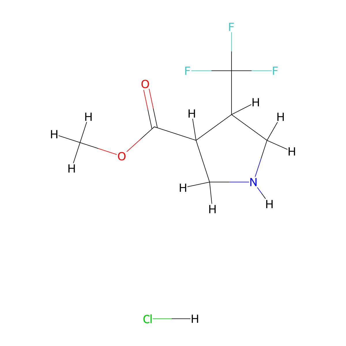 Methyl 4-(trifluoromethyl)pyrrolidine-3-carboxylate hydrochloride molecular structure, CAS 1189909-25-8