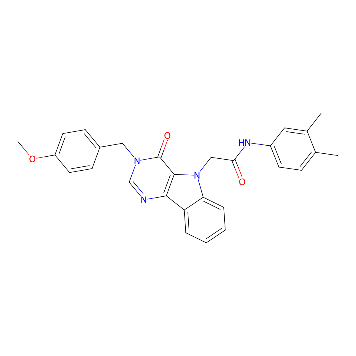 N-(3,4-dimethylphenyl)-2-(3-(4-methoxybenzyl)-4-oxo-3H-pyrimido[5,4-b]indol-5(4H)-yl)acetamide molecular structure, CAS 1189910-39-1