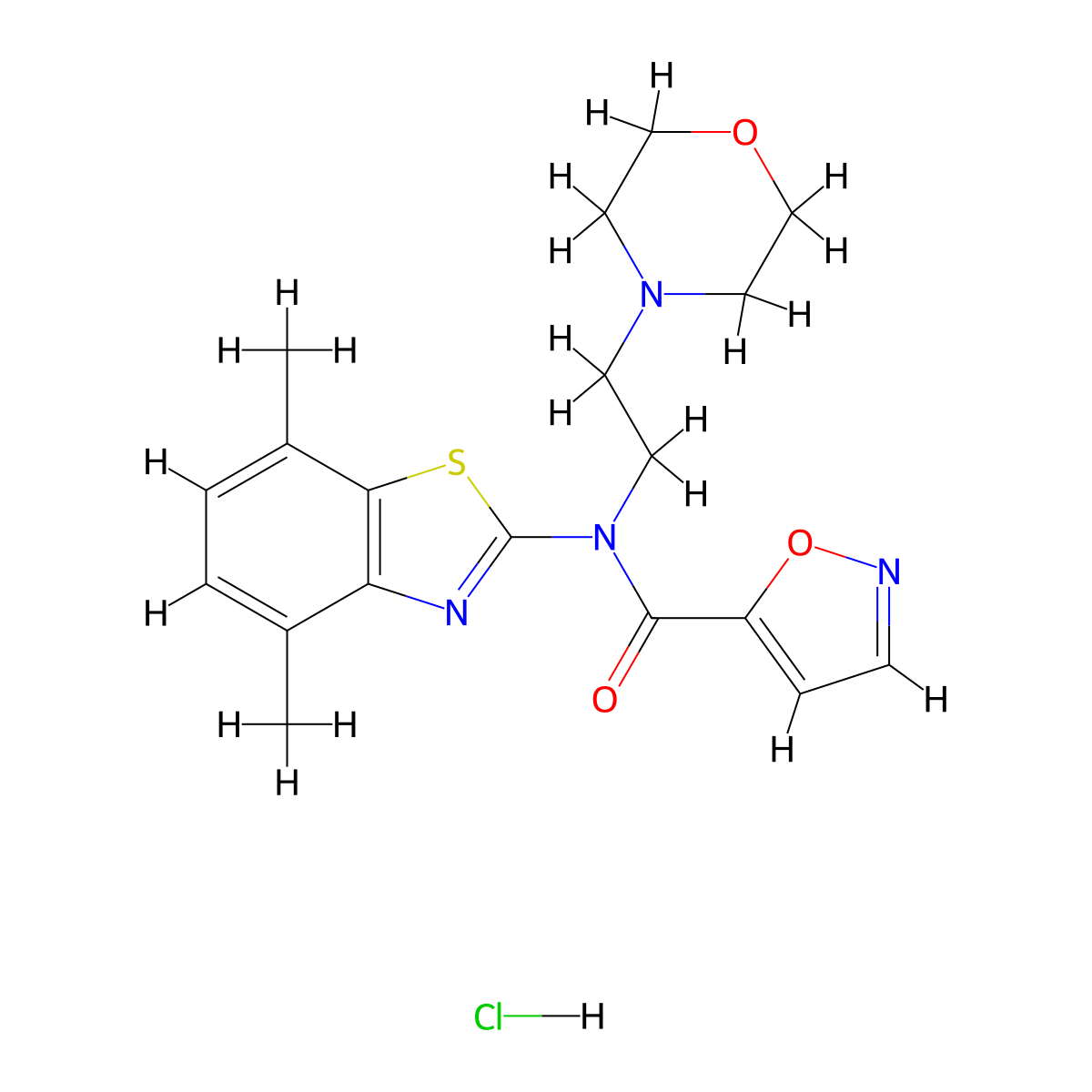 N-(4,7-dimethylbenzo[d]thiazol-2-yl)-N-(2-morpholinoethyl)isoxazole-5-carboxamide hydrochloride molecular structure, CAS 1189910-51-7