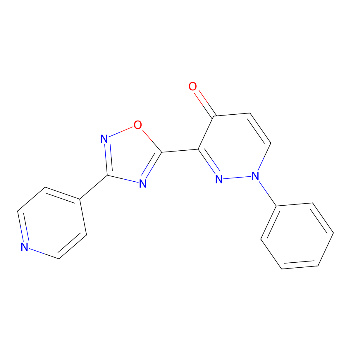 1-Phenyl-3-[3-(pyridin-4-yl)-1,2,4-oxadiazol-5-yl]-1,4-dihydropyridazin-4-one molecular structure, CAS 1189910-55-1