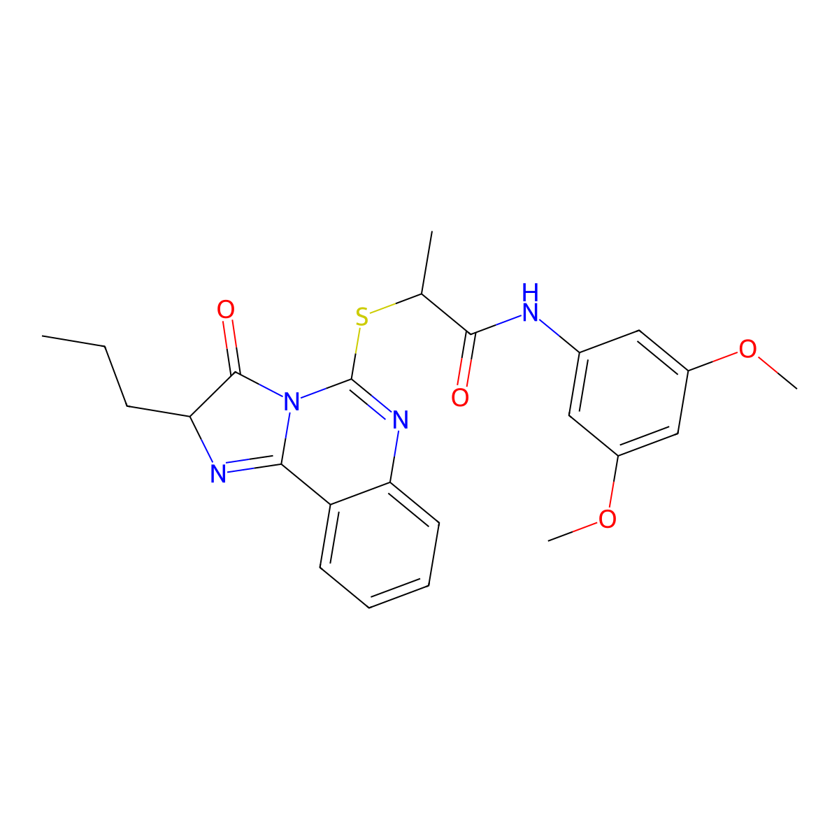 N-(3,5-dimethoxyphenyl)-2-((3-oxo-2-propyl-2,3-dihydroimidazo[1,2-c]quinazolin-5-yl)thio)propanamide molecular structure, CAS 1189911-42-9
