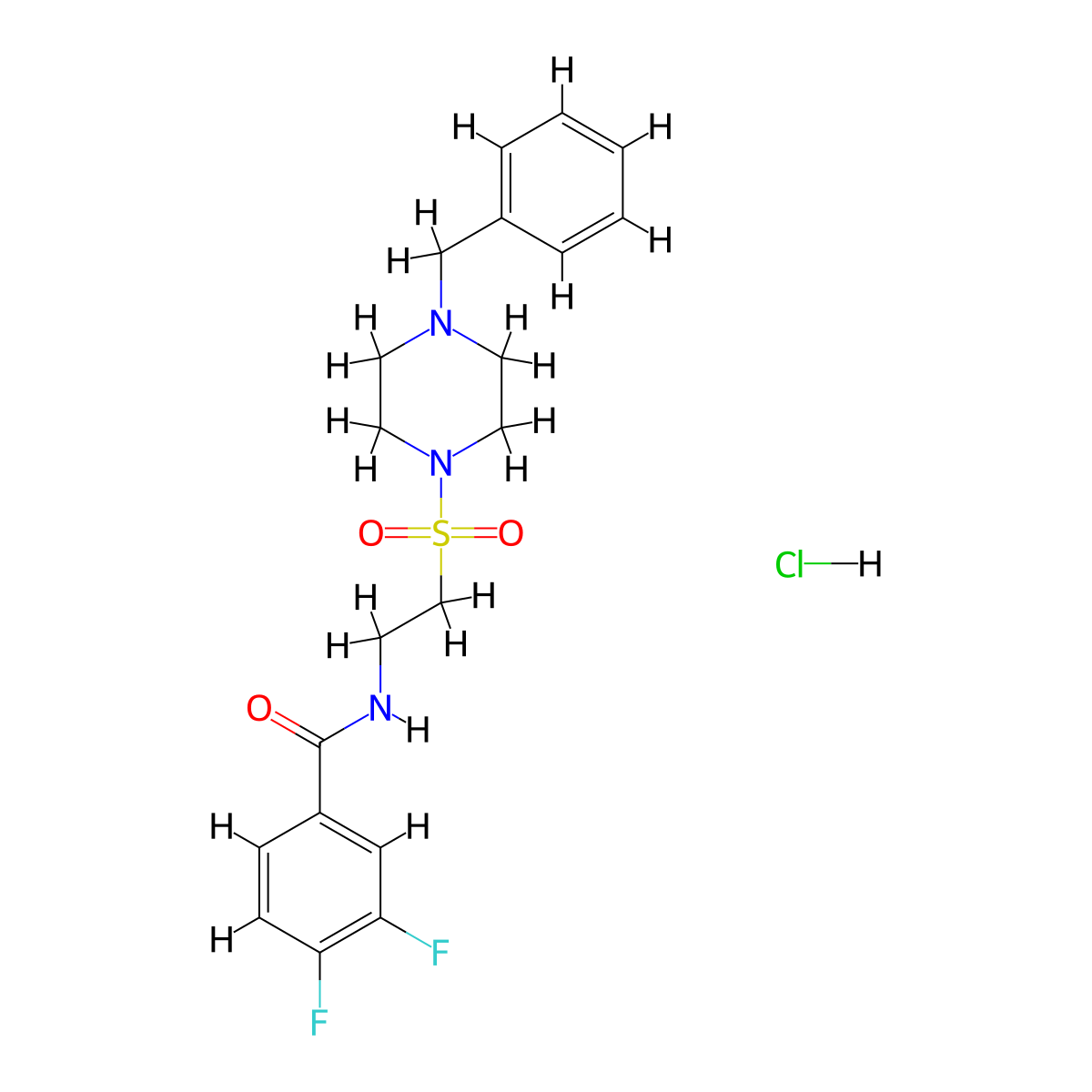 N-(2-((4-benzylpiperazin-1-yl)sulfonyl)ethyl)-3,4-difluorobenzamide hydrochloride molecular structure, CAS 1189912-83-1