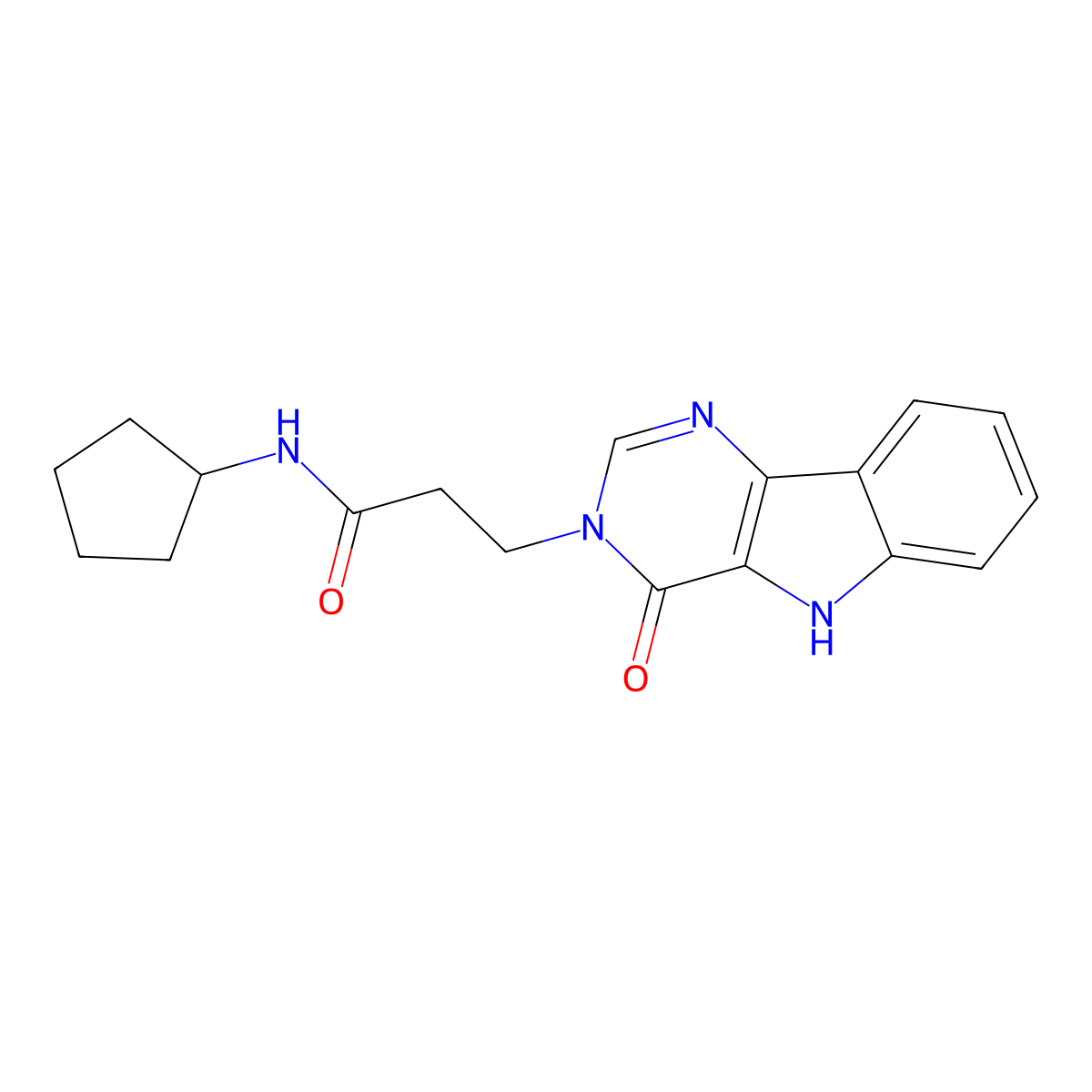 N-cyclopentyl-3-(4-oxo-4,5-dihydro-3H-pyrimido[5,4-b]indol-3-yl)propanamide molecular structure, CAS 1189912-87-5