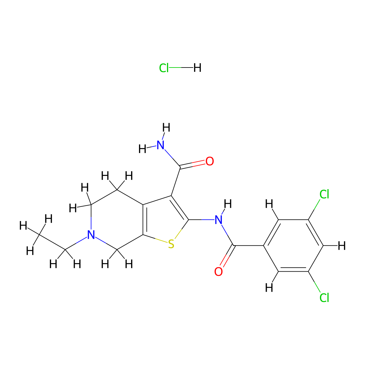 2-(3,5-Dichlorobenzamido)-6-ethyl-4,5,6,7-tetrahydrothieno[2,3-c]pyridine-3-carboxamide hydrochloride molecular structure, CAS 1189913-26-5