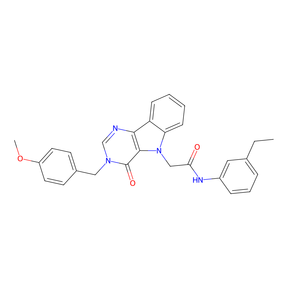 N-(3-ethylphenyl)-2-(3-(4-methoxybenzyl)-4-oxo-3H-pyrimido[5,4-b]indol-5(4H)-yl)acetamide molecular structure, CAS 1189913-81-2