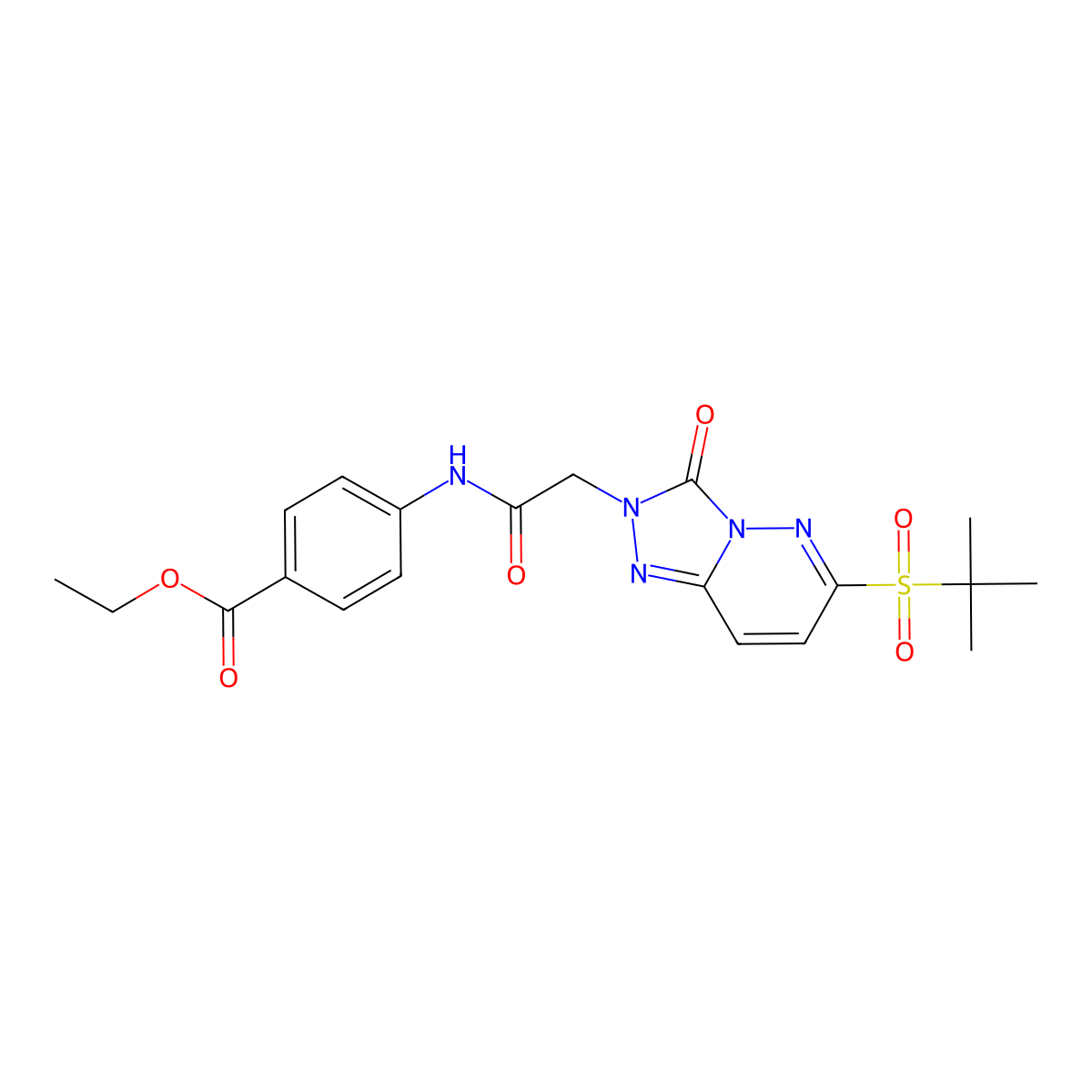 ethyl 4-{2-[6-(2-methylpropane-2-sulfonyl)-3-oxo-2H,3H-[1,2,4]triazolo[4,3-b]pyridazin-2-yl]acetamido}benzoate molecular structure, CAS 1189913-86-7