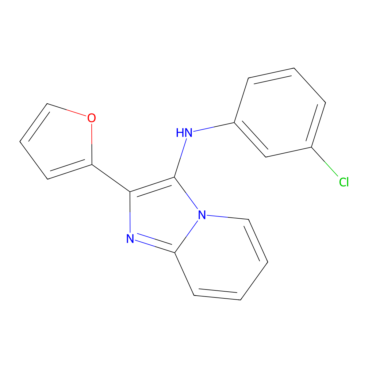 N-(3-chlorophenyl)-2-(2-furyl)imidazo[1,2-a]pyridin-3-amine molecular structure, CAS 1189914-68-8