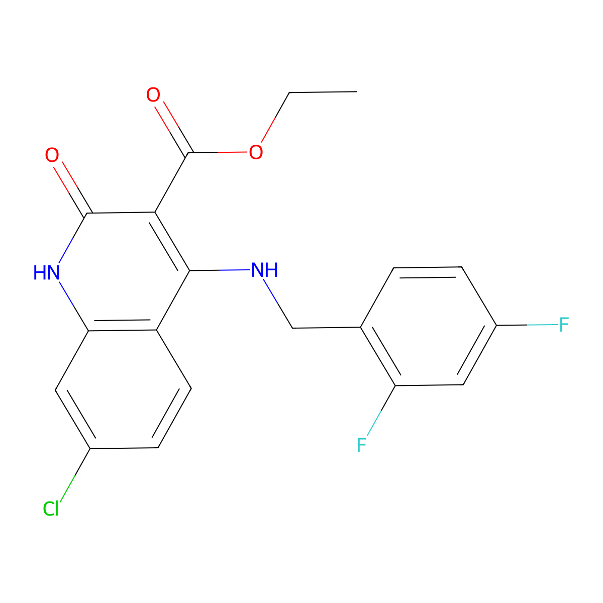 Ethyl 7-chloro-4-((2,4-difluorobenzyl)amino)-2-oxo-1,2-dihydroquinoline-3-carboxylate molecular structure, CAS 1189914-98-4