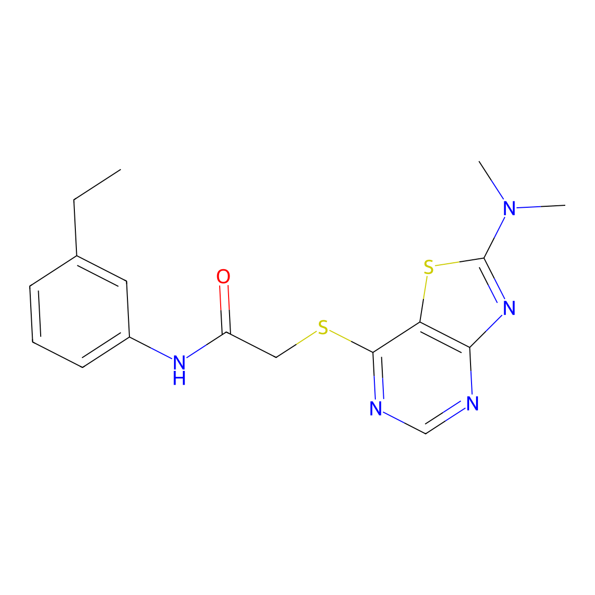 2-{[2-(Dimethylamino)-[1,3]thiazolo[4,5-D]pyrimidin-7-YL]sulfanyl}-N-(3-ethylphenyl)acetamide molecular structure, CAS 1189915-16-9