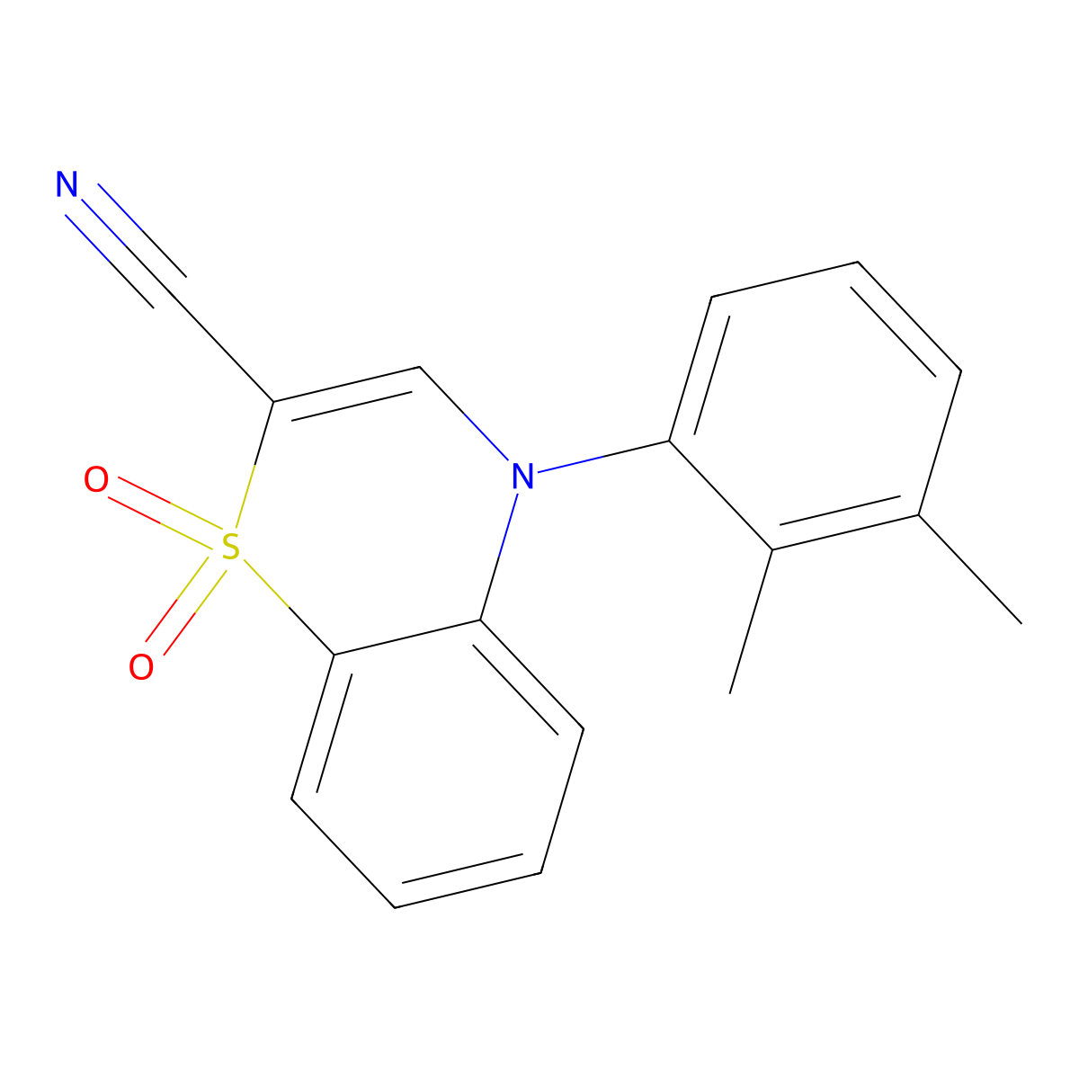 4-(2,3-dimethylphenyl)-4H-benzo[b][1,4]thiazine-2-carbonitrile 1,1-dioxide molecular structure, CAS 1189915-49-8