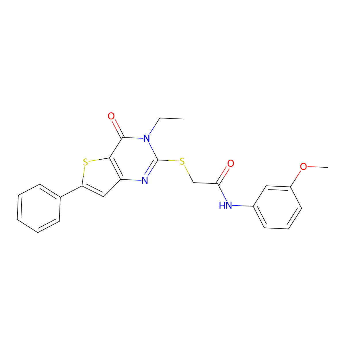2-({3-ethyl-4-oxo-6-phenyl-3H,4H-thieno[3,2-d]pyrimidin-2-yl}sulfanyl)-N-(3-methoxyphenyl)acetamide molecular structure, CAS 1189916-32-2