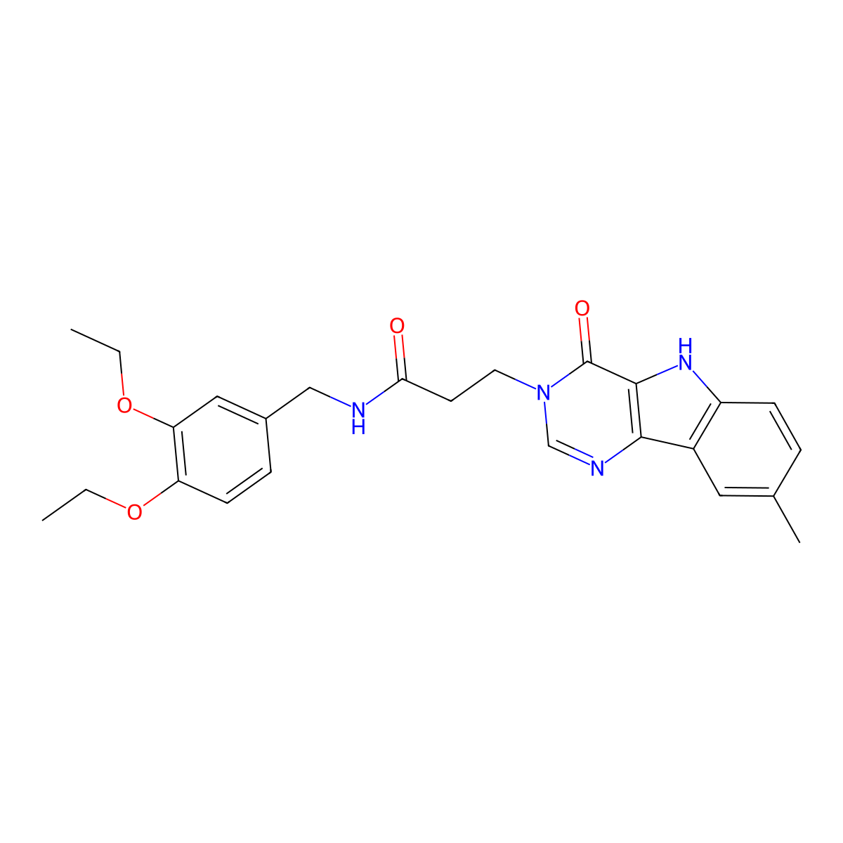 N-(3,4-diethoxybenzyl)-3-(8-methyl-4-oxo-4,5-dihydro-3H-pyrimido[5,4-b]indol-3-yl)propanamide molecular structure, CAS 1189916-53-7