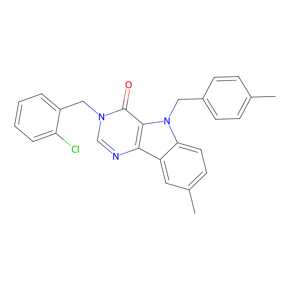 3-(2-chlorobenzyl)-8-methyl-5-(4-methylbenzyl)-3H-pyrimido[5,4-b]indol-4(5H)-one molecular structure, CAS 1189916-67-3