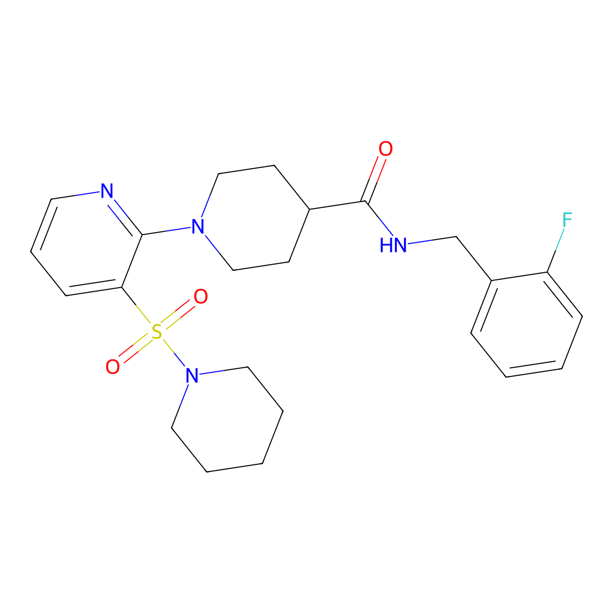 N-[(2-fluorophenyl)methyl]-1-[3-(piperidine-1-sulfonyl)pyridin-2-yl]piperidine-4-carboxamide molecular structure, CAS 1189917-11-0