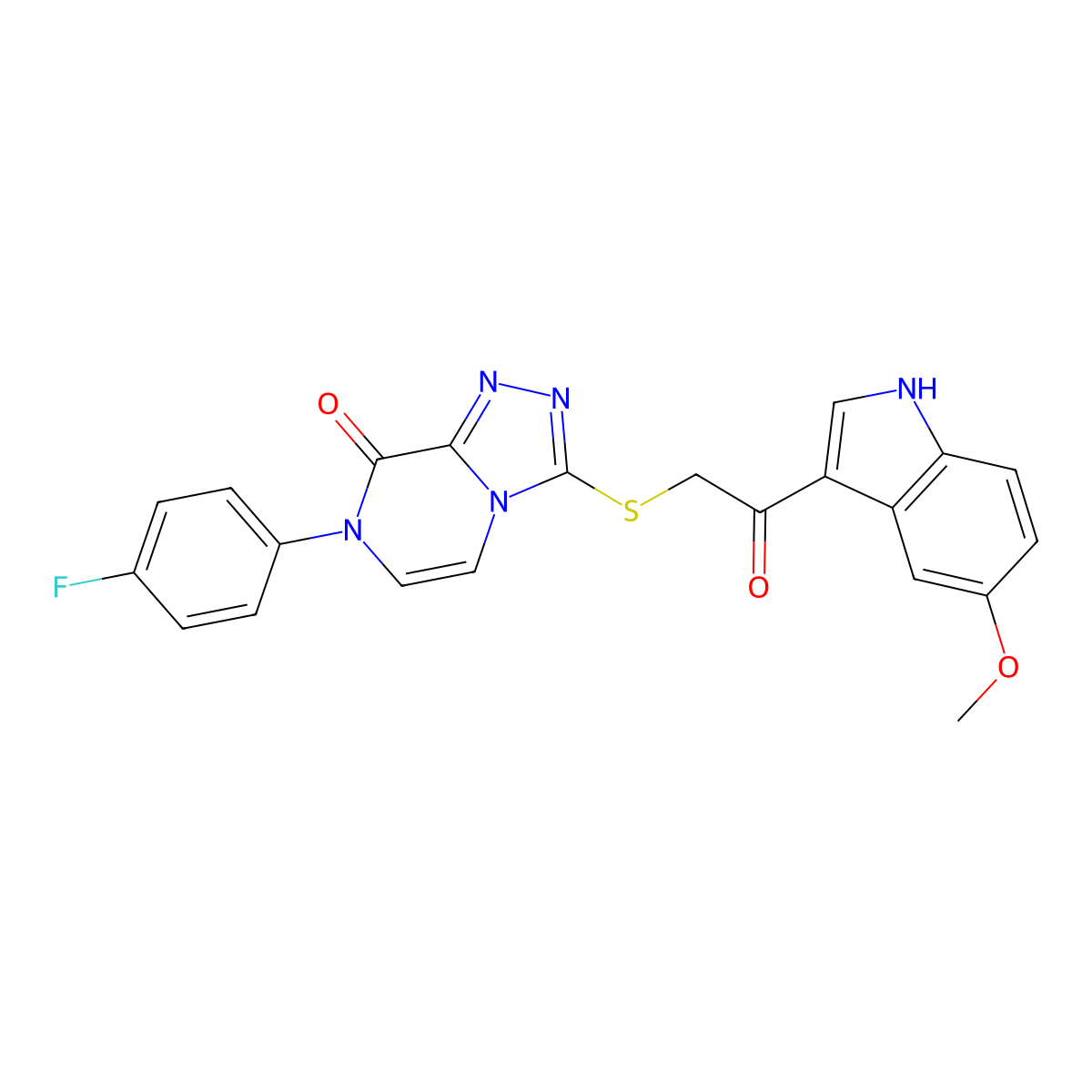 7-(4-fluorophenyl)-3-((2-(5-methoxy-1H-indol-3-yl)-2-oxoethyl)thio)-[1,2,4]triazolo[4,3-a]pyrazin-8(7H)-one molecular structure, CAS 1189917-51-8