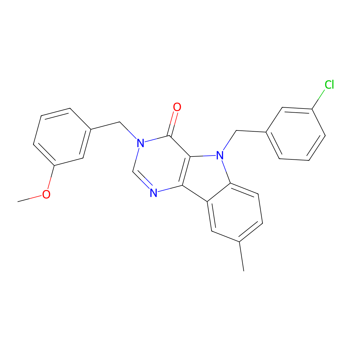 5-(3-chlorobenzyl)-3-(3-methoxybenzyl)-8-methyl-3H-pyrimido[5,4-b]indol-4(5H)-one molecular structure, CAS 1189917-77-8