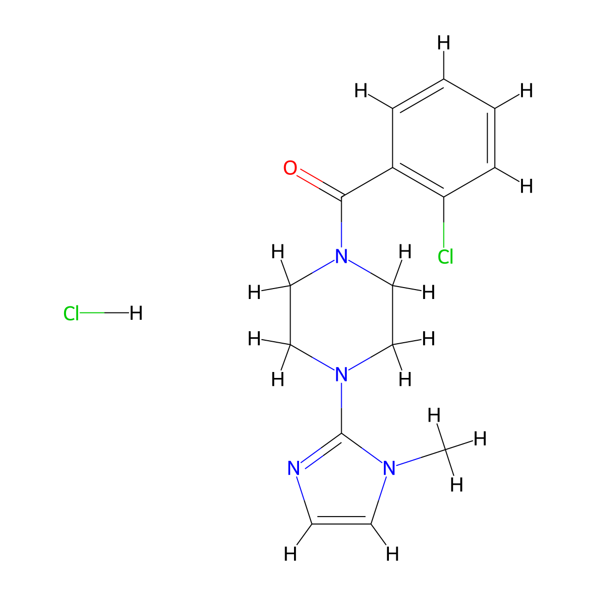 (2-chlorophenyl)(4-(1-methyl-1H-imidazol-2-yl)piperazin-1-yl)methanone hydrochloride molecular structure, CAS 1189918-47-5