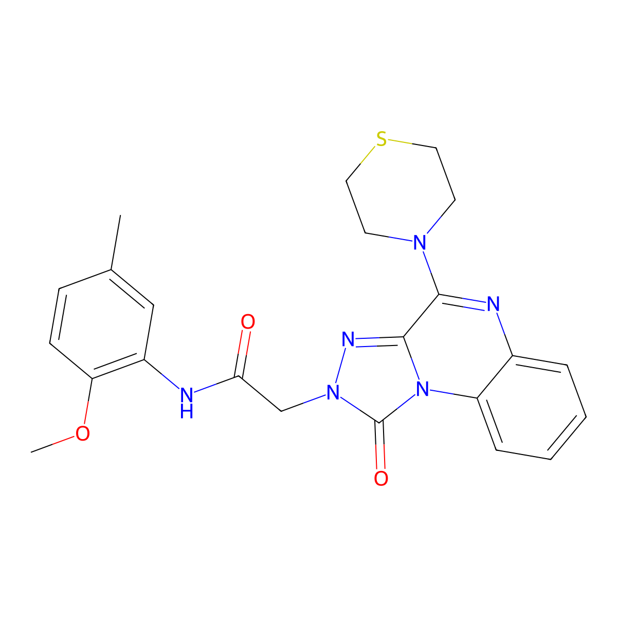 N-(2-methoxy-5-methylphenyl)-2-[1-oxo-4-(thiomorpholin-4-yl)-1H,2H-[1,2,4]triazolo[4,3-a]quinoxalin-2-yl]acetamide molecular structure, CAS 1189919-65-0