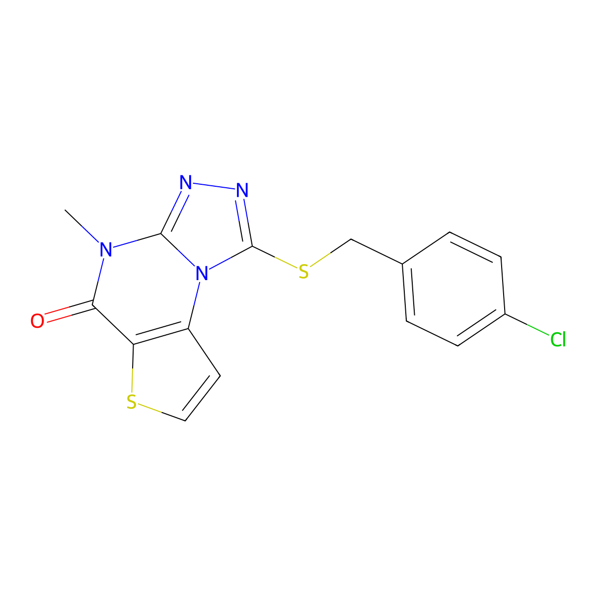 1-((4-chlorobenzyl)thio)-4-methylthieno[2,3-e][1,2,4]triazolo[4,3-a]pyrimidin-5(4H)-one molecular structure, CAS 1189919-80-9