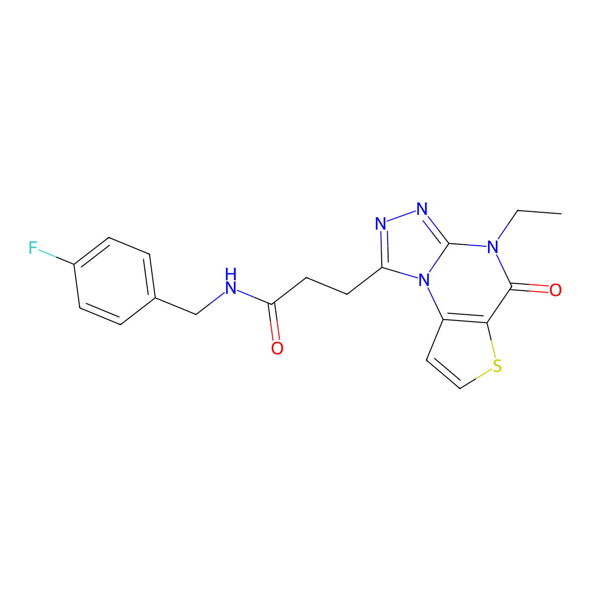 3-(4-ethyl-5-oxo-4,5-dihydrothieno[2,3-e][1,2,4]triazolo[4,3-a]pyrimidin-1-yl)-N-(4-fluorobenzyl)propanamide molecular structure, CAS 1189920-12-4