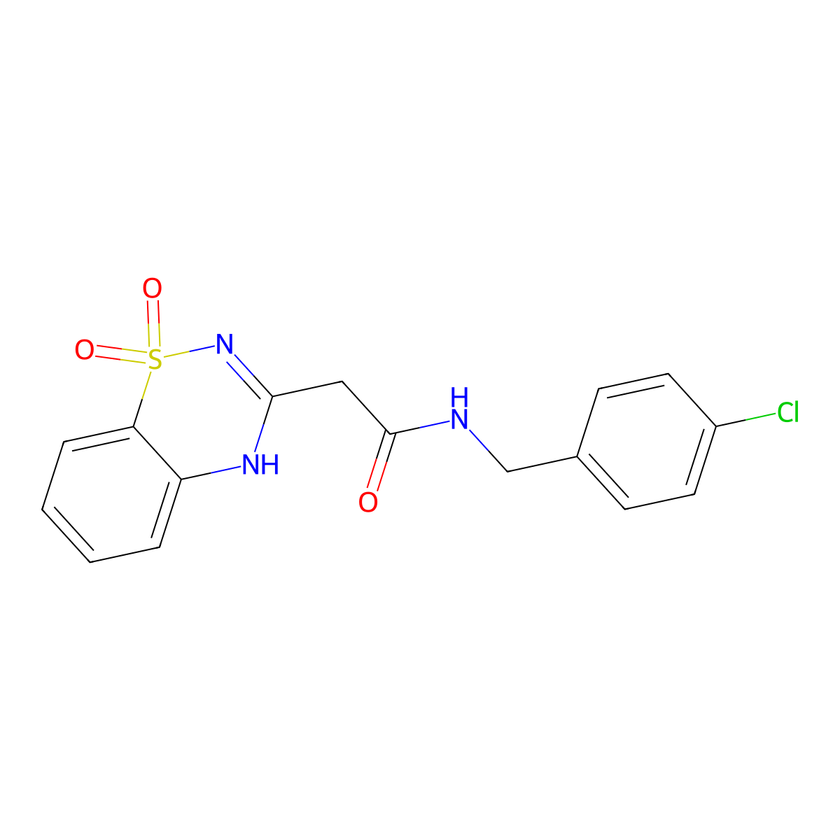 N-(4-chlorobenzyl)-2-(1,1-dioxido-2H-1,2,4-benzothiadiazin-3-yl)acetamide molecular structure, CAS 1189920-44-2