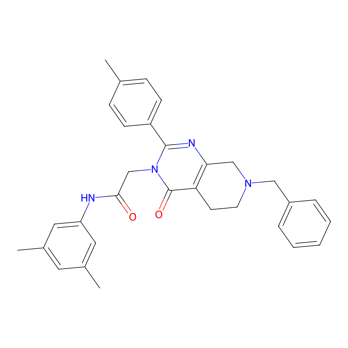 N-(3,5-Dimethylphenyl)-5,6,7,8-tetrahydro-2-(4-methylphenyl)-4-oxo-7-(phenylmethyl)pyrido[3,4-d]pyrimidine-3(4H)-acetamide molecular structure, CAS 1189920-51-1