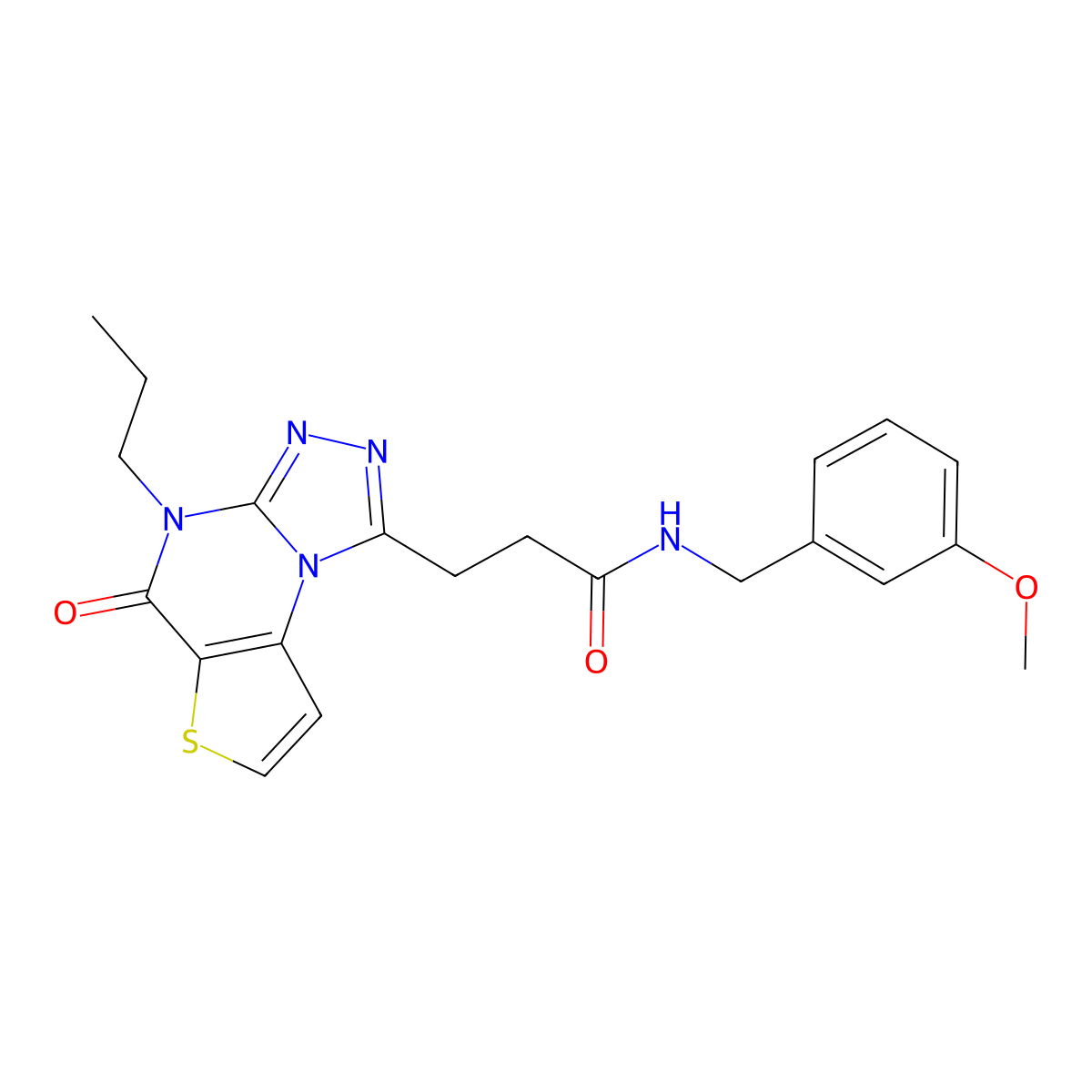 N-(3-methoxybenzyl)-3-(5-oxo-4-propyl-4,5-dihydrothieno[2,3-e][1,2,4]triazolo[4,3-a]pyrimidin-1-yl)propanamide molecular structure, CAS 1189920-64-6