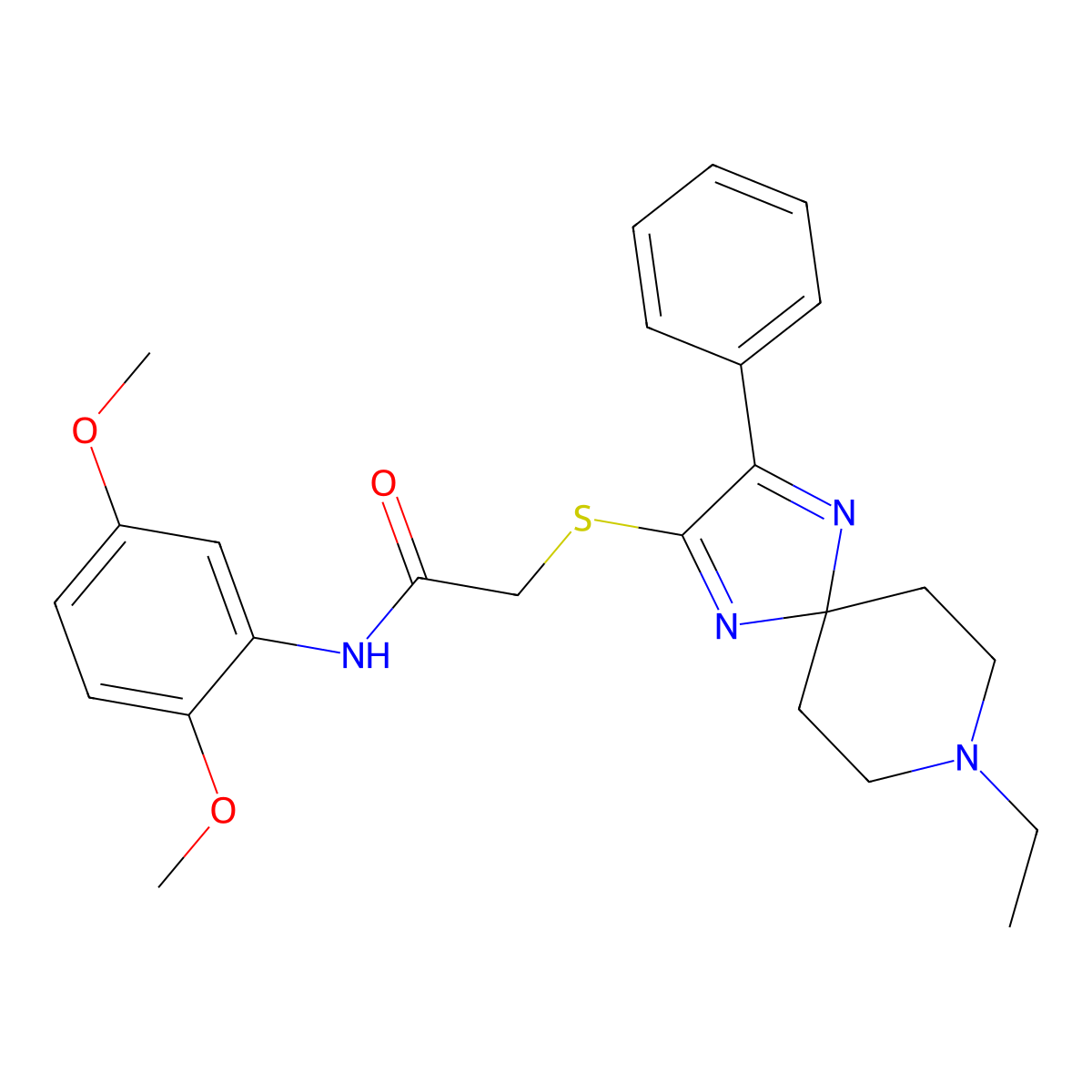 N-(2,5-Dimethoxyphenyl)-2-({8-ethyl-3-phenyl-1,4,8-triazaspiro[4.5]deca-1,3-dien-2-YL}sulfanyl)acetamide molecular structure, CAS 1189921-68-3