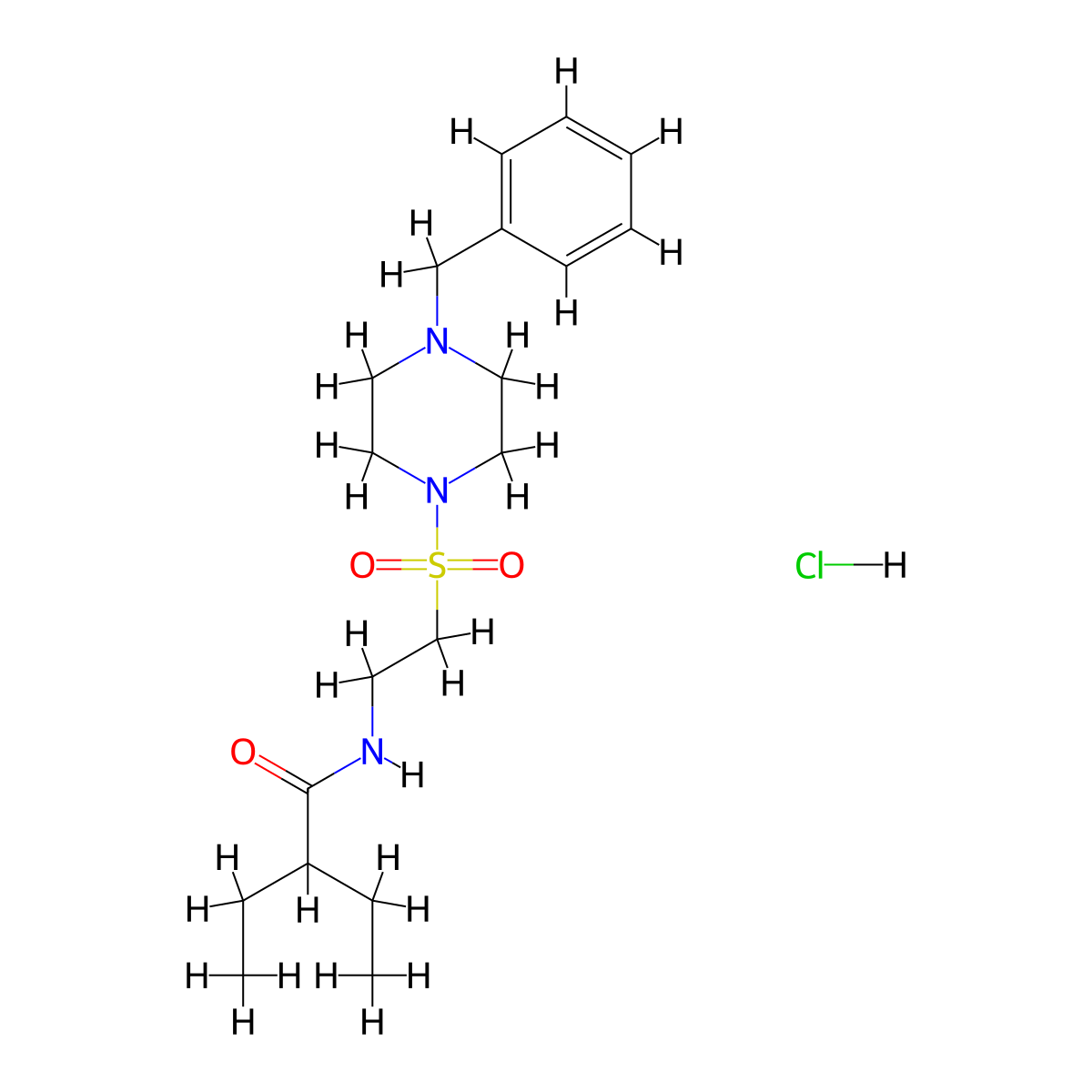 N-(2-((4-benzylpiperazin-1-yl)sulfonyl)ethyl)-2-ethylbutanamide hydrochloride molecular structure, CAS 1189922-21-1