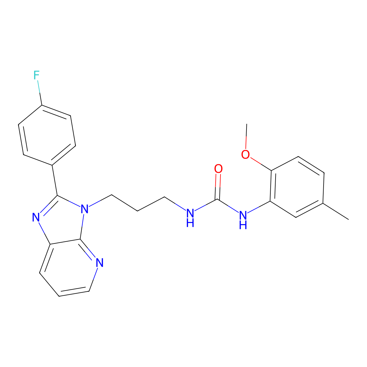 N-{3-[2-(4-fluorophenyl)-3H-imidazo[4,5-b]pyridin-3-yl]propyl}-N'-(2-methoxy-5-methylphenyl)urea molecular structure, CAS 1189922-24-4
