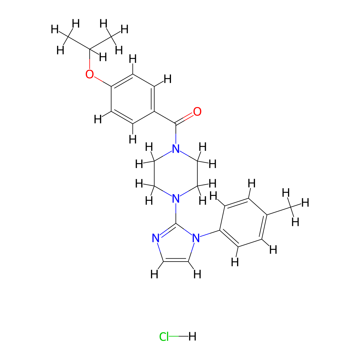 (4-isopropoxyphenyl)(4-(1-(p-tolyl)-1H-imidazol-2-yl)piperazin-1-yl)methanone hydrochloride molecular structure, CAS 1189922-86-8