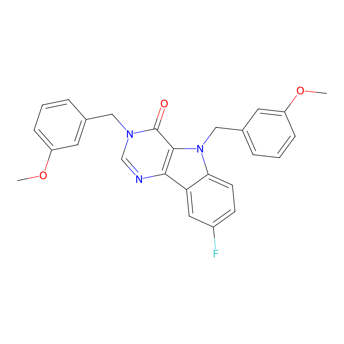 8-fluoro-3,5-bis(3-methoxybenzyl)-3H-pyrimido[5,4-b]indol-4(5H)-one molecular structure, CAS 1189923-25-8