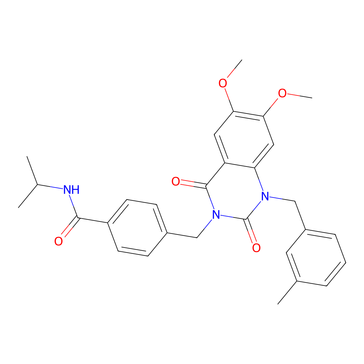 4-((6,7-dimethoxy-1-(3-methylbenzyl)-2,4-dioxo-1,2-dihydroquinazolin-3(4H)-yl)methyl)-N-isopropylbenzamide molecular structure, CAS 1189923-31-6