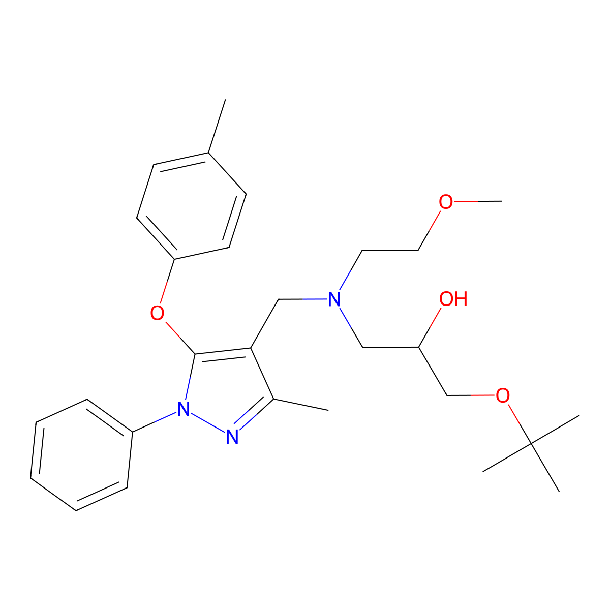 1-(tert-butoxy)-3-((2-methoxyethyl){[3-methyl-5-(4-methylphenoxy)-1-phenyl-1H-pyrazol-4-yl]methyl}amino)-2-propanol molecular structure, CAS 1189924-30-8
