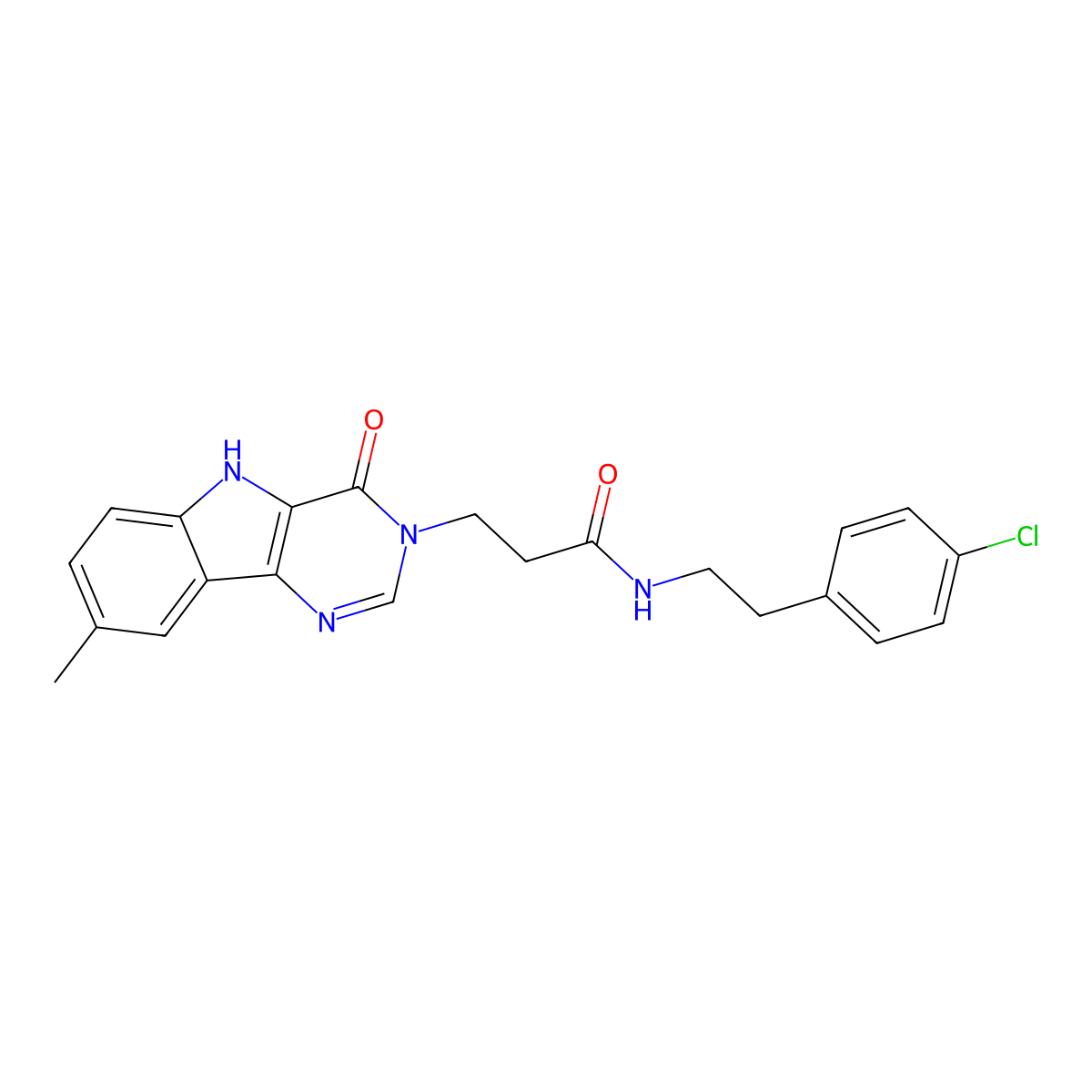 N-(4-chlorophenethyl)-3-(8-methyl-4-oxo-4,5-dihydro-3H-pyrimido[5,4-b]indol-3-yl)propanamide molecular structure, CAS 1189924-91-1