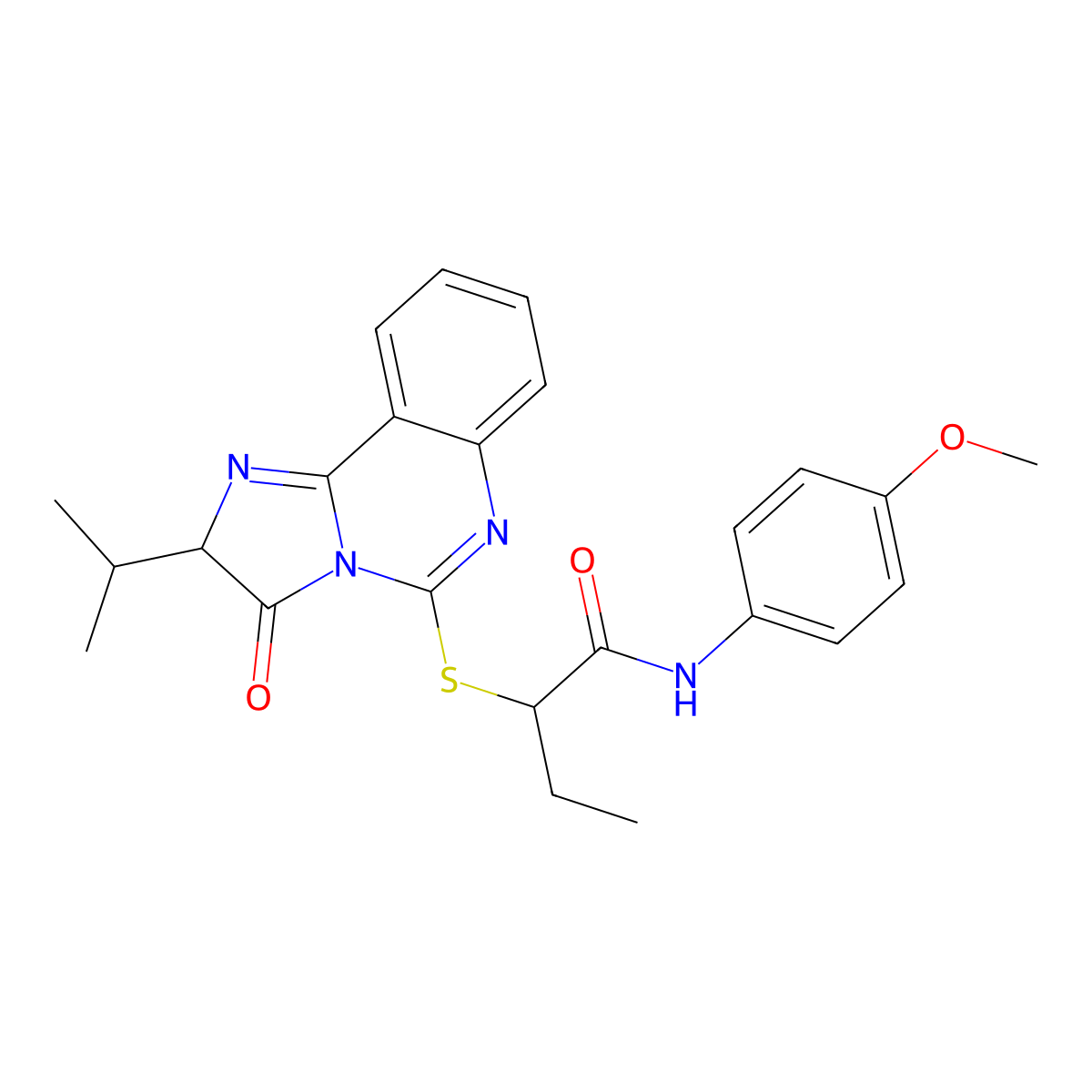 2-((2-isopropyl-3-oxo-2,3-dihydroimidazo[1,2-c]quinazolin-5-yl)thio)-N-(4-methoxyphenyl)butanamide molecular structure, CAS 1189925-02-7