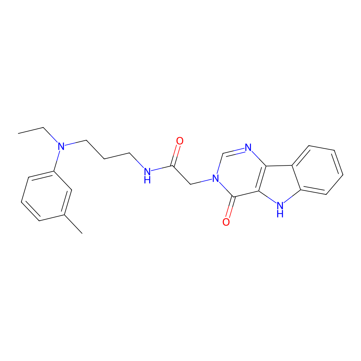 N-(3-(ethyl(m-tolyl)amino)propyl)-2-(4-oxo-4,5-dihydro-3H-pyrimido[5,4-b]indol-3-yl)acetamide molecular structure, CAS 1189925-42-5