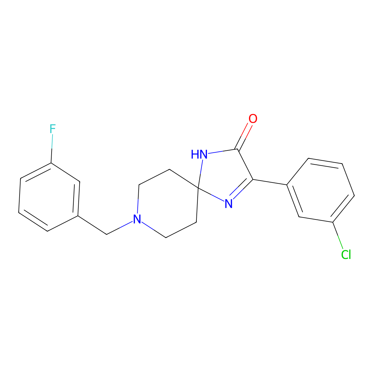 3-(3-Chlorophenyl)-8-[(3-fluorophenyl)methyl]-1,4,8-triazaspiro[4.5]dec-3-EN-2-one molecular structure, CAS 1189926-18-8