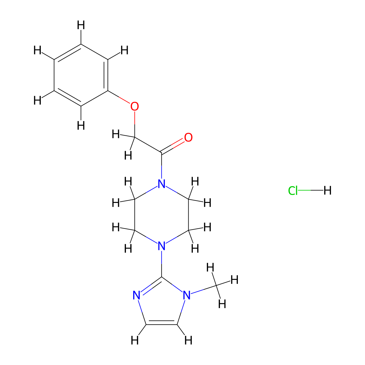 1-(4-(1-methyl-1H-imidazol-2-yl)piperazin-1-yl)-2-phenoxyethanone hydrochloride molecular structure, CAS 1189927-82-9