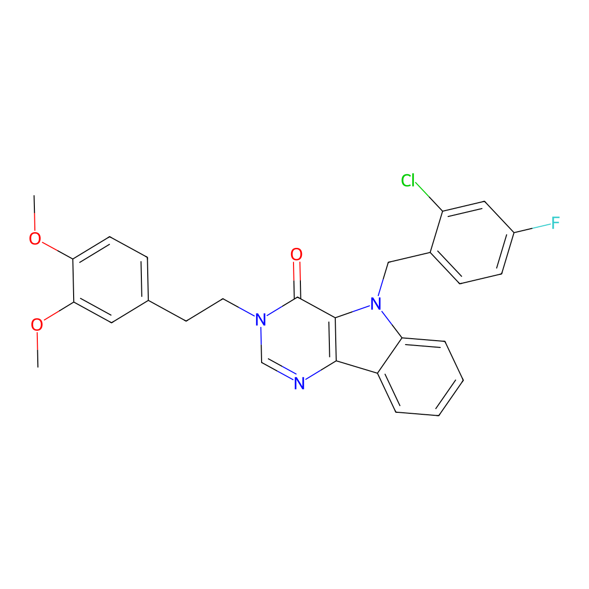 5-(2-chloro-4-fluorobenzyl)-3-(3,4-dimethoxyphenethyl)-3H-pyrimido[5,4-b]indol-4(5H)-one molecular structure, CAS 1189928-01-5
