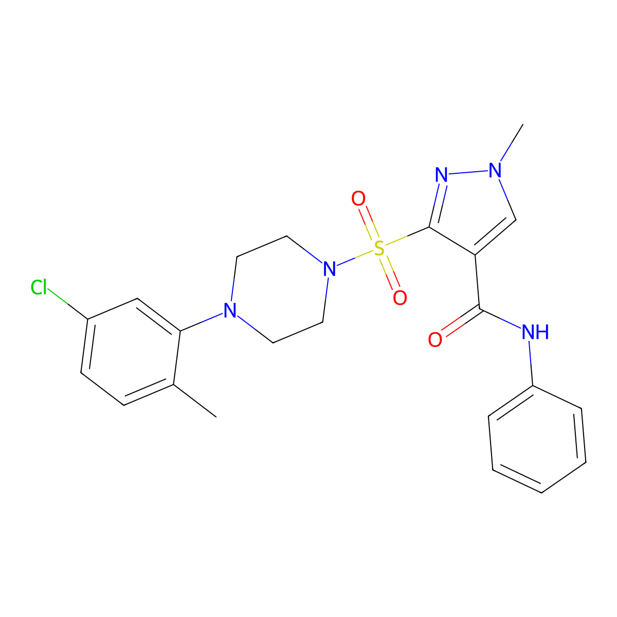 3-{[4-(5-chloro-2-methylphenyl)piperazin-1-yl]sulfonyl}-1-methyl-N-phenyl-1H-pyrazole-4-carboxamide molecular structure, CAS 1189928-04-8