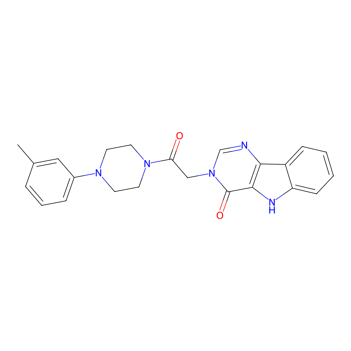3-(2-oxo-2-(4-(m-tolyl)piperazin-1-yl)ethyl)-3H-pyrimido[5,4-b]indol-4(5H)-one molecular structure, CAS 1189928-11-7