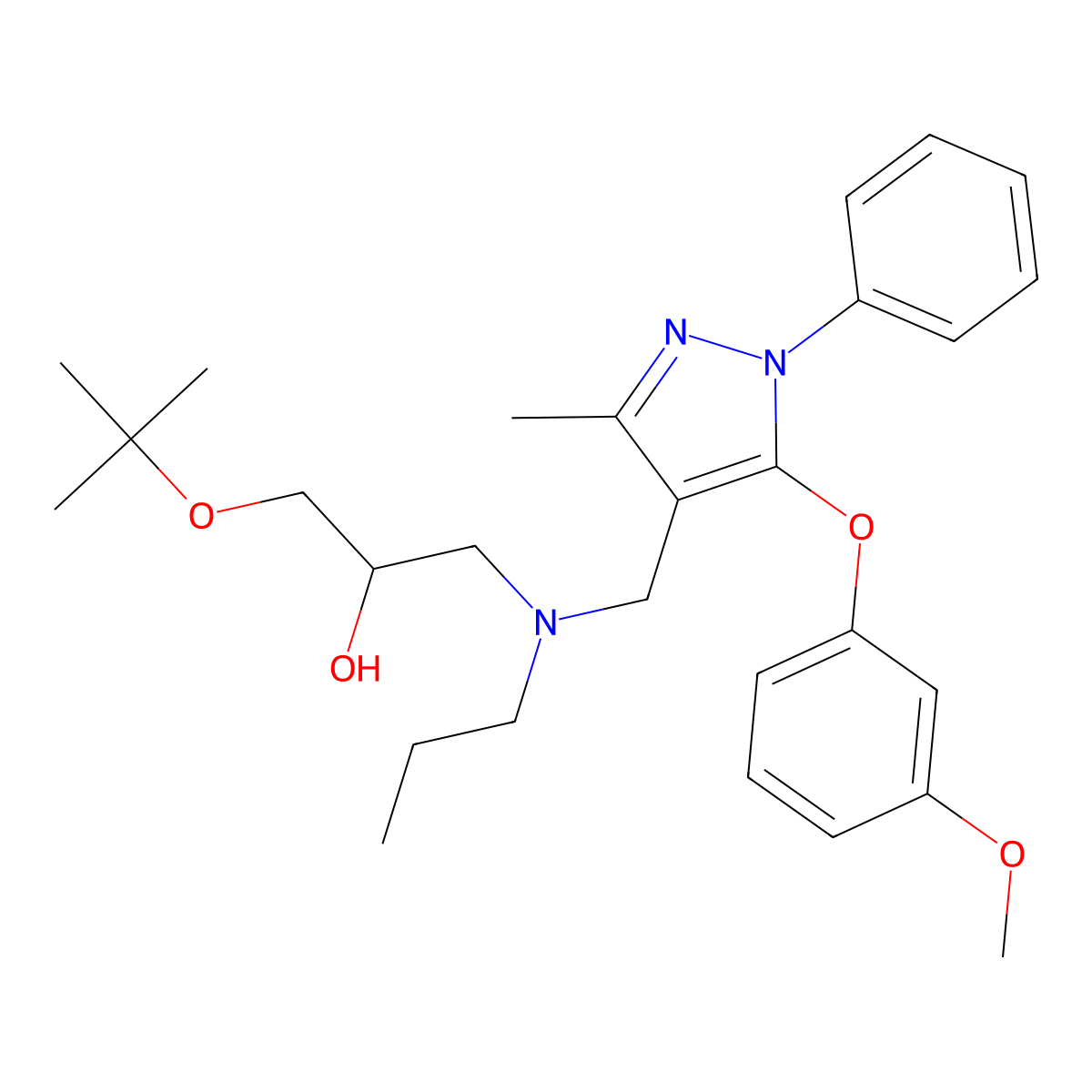 1-(tert-butoxy)-3-[{[5-(3-methoxyphenoxy)-3-methyl-1-phenyl-1H-pyrazol-4-yl]methyl}(propyl)amino]-2-propanol molecular structure, CAS 1189929-22-3