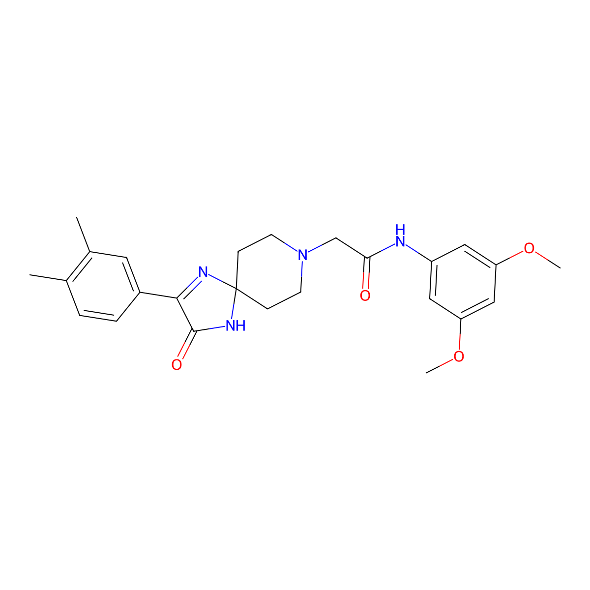 N-(3,5-dimethoxyphenyl)-2-[2-(3,4-dimethylphenyl)-3-oxo-1,4,8-triazaspiro[4.5]dec-1-en-8-yl]acetamide molecular structure, CAS 1189931-34-7