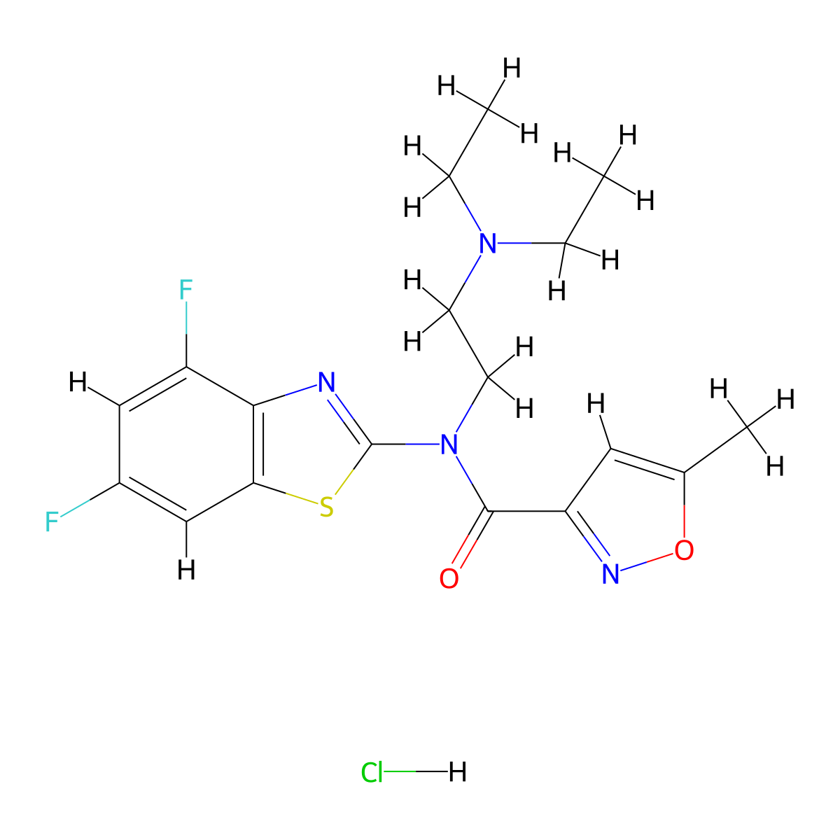 N-(2-(diethylamino)ethyl)-N-(4,6-difluorobenzo[d]thiazol-2-yl)-5-methylisoxazole-3-carboxamide hydrochloride molecular structure, CAS 1189931-77-8