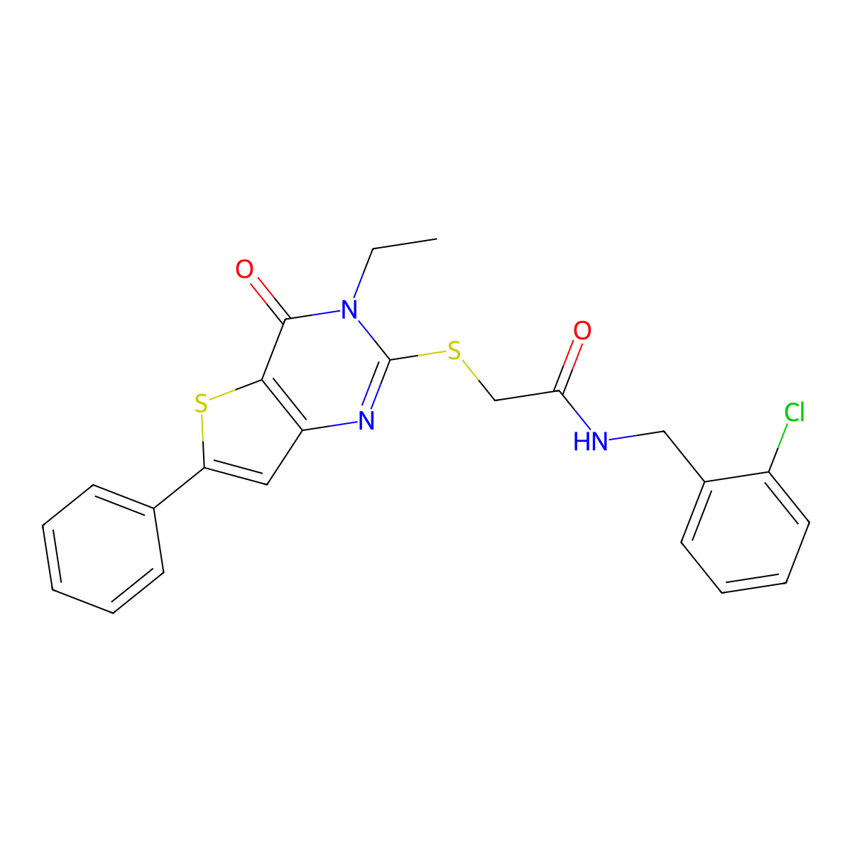 N-[(2-chlorophenyl)methyl]-2-({3-ethyl-4-oxo-6-phenyl-3H,4H-thieno[3,2-d]pyrimidin-2-yl}sulfanyl)acetamide molecular structure, CAS 1189931-82-5