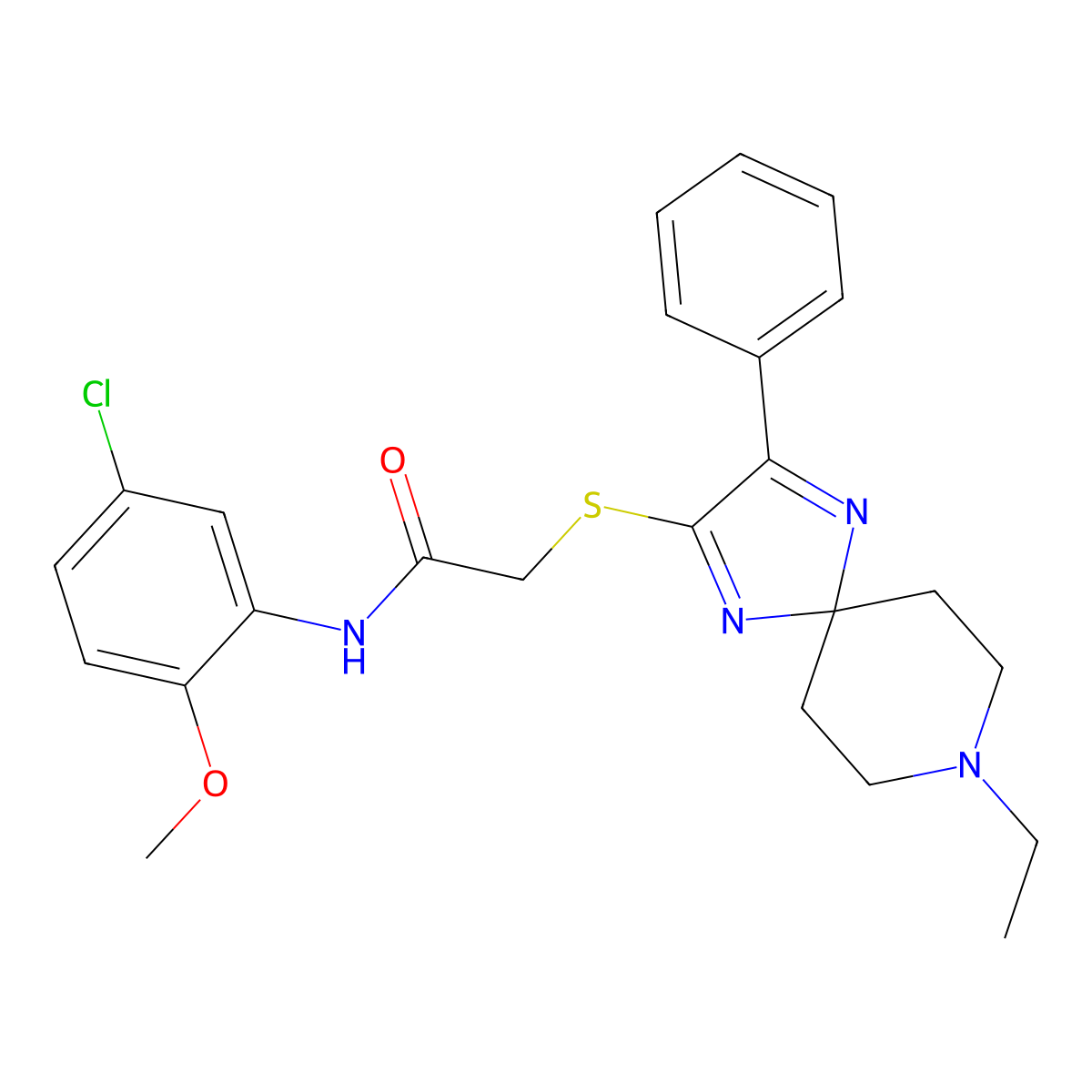 N-(5-chloro-2-methoxyphenyl)-2-((8-ethyl-3-phenyl-1,4,8-triazaspiro[4.5]deca-1,3-dien-2-yl)thio)acetamide molecular structure, CAS 1189932-66-8