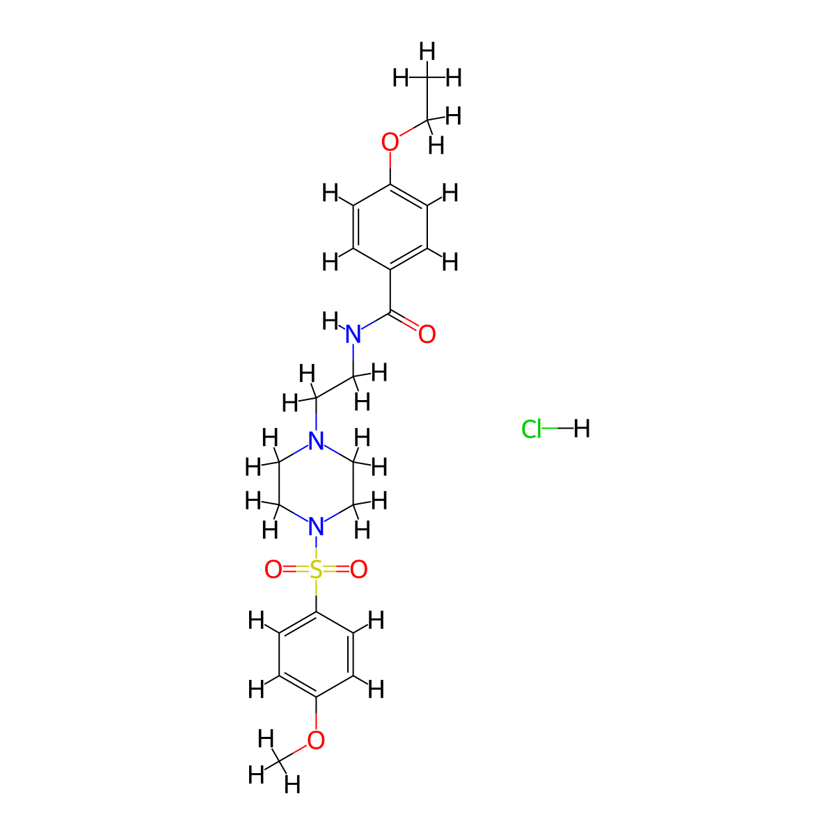 4-ethoxy-N-(2-(4-((4-methoxyphenyl)sulfonyl)piperazin-1-yl)ethyl)benzamide hydrochloride molecular structure, CAS 1189932-70-4
